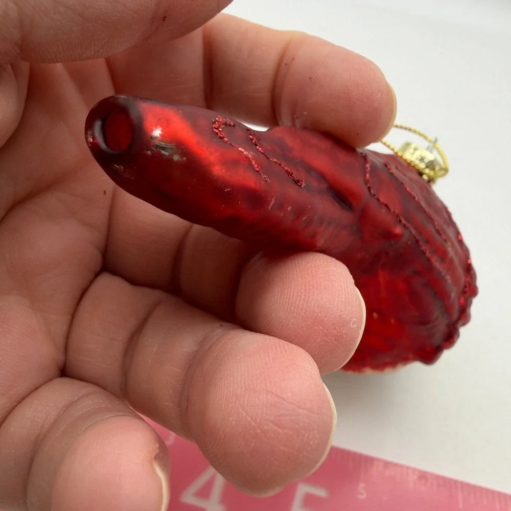Red Cardinal Glass Christmas Ornament Glitter Accents Bird Holiday Decor